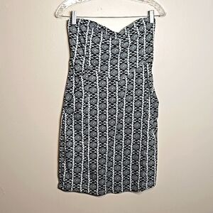 Volcom Women's Black White Dress Strapless Pockets Medium